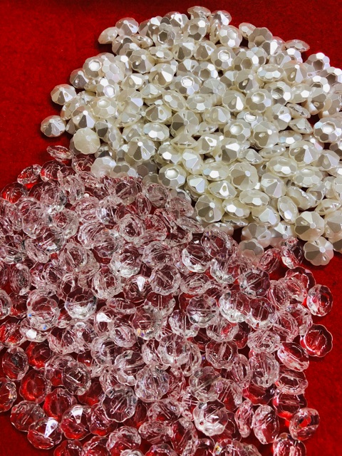 100G Chuỗi Hạt Nhuỵ Bông 13mm Pha Lê Nhựa Giá Sỉ