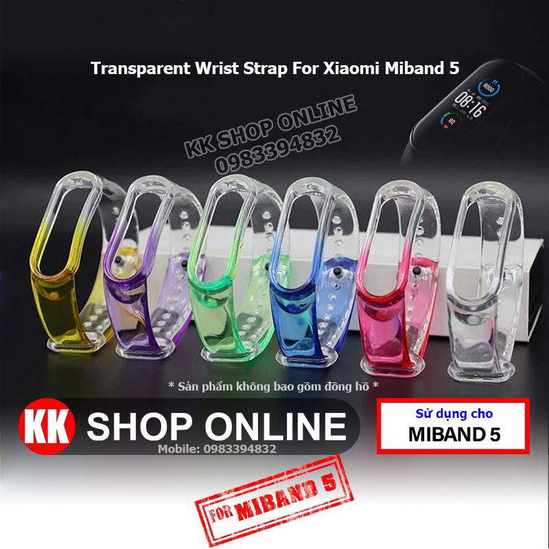 Dây đeo miband siêu trong suốt thay thế cho Xiaomi Miband 5, Xiaomi Miband 6