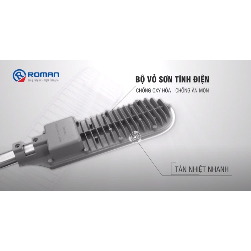 Đèn Đường 50W Led Chính Hãng Roman , Mẫu Mới Nhất 2021, sử dụng chip led HÀN QUỐC