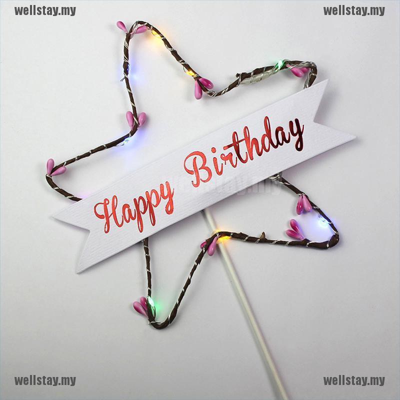Chữ happy birthday gắn đèn led trang trí bánh kem đẹp mắt sáng tạo