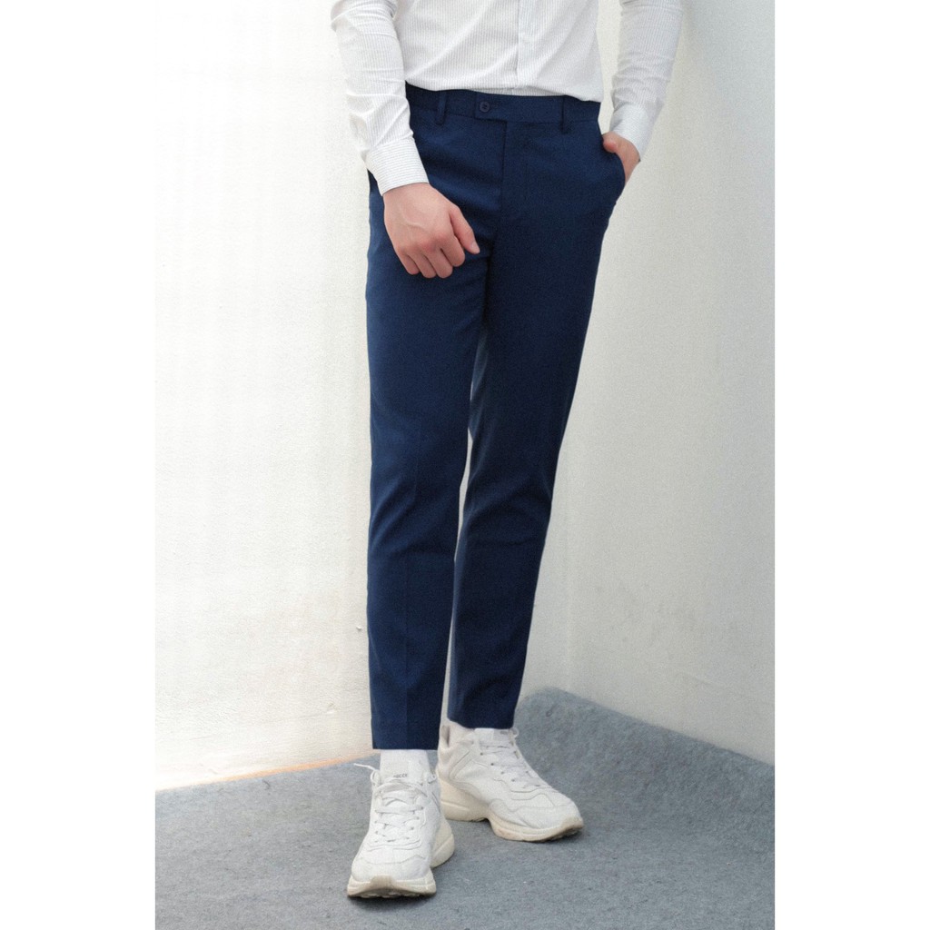 Quần tây nam ống suôn màu xanh đậm phong cách công sở lịch lãm thương hiệu A/G | BigBuy360 - bigbuy360.vn