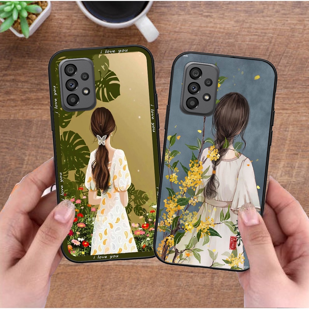 Ốp Samsung A13 / A23 bộ hình cô gái và mèo cưng xinh xắn dễ thương cực đẹp