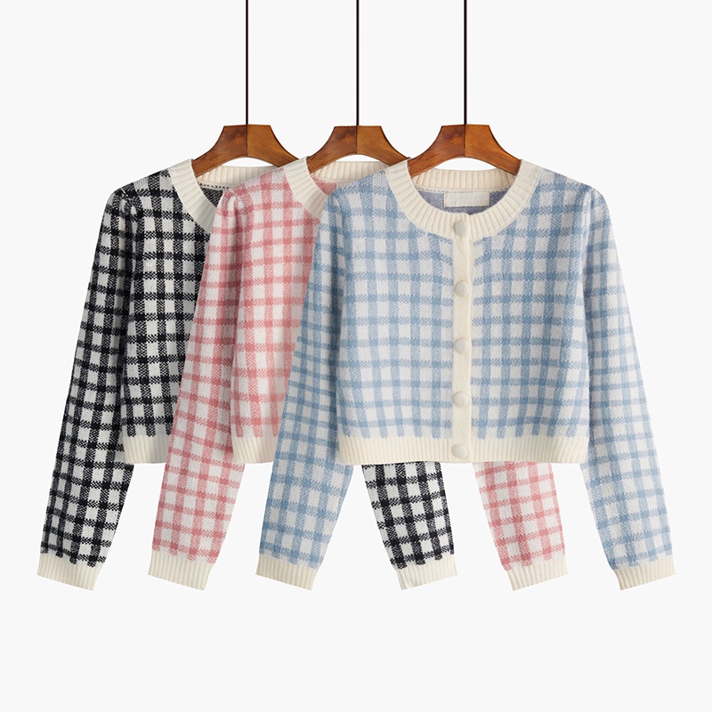 NUZIRO  Áo khoác cardigan  vải dệt kim tay dài kẻ sọc trắng đen
