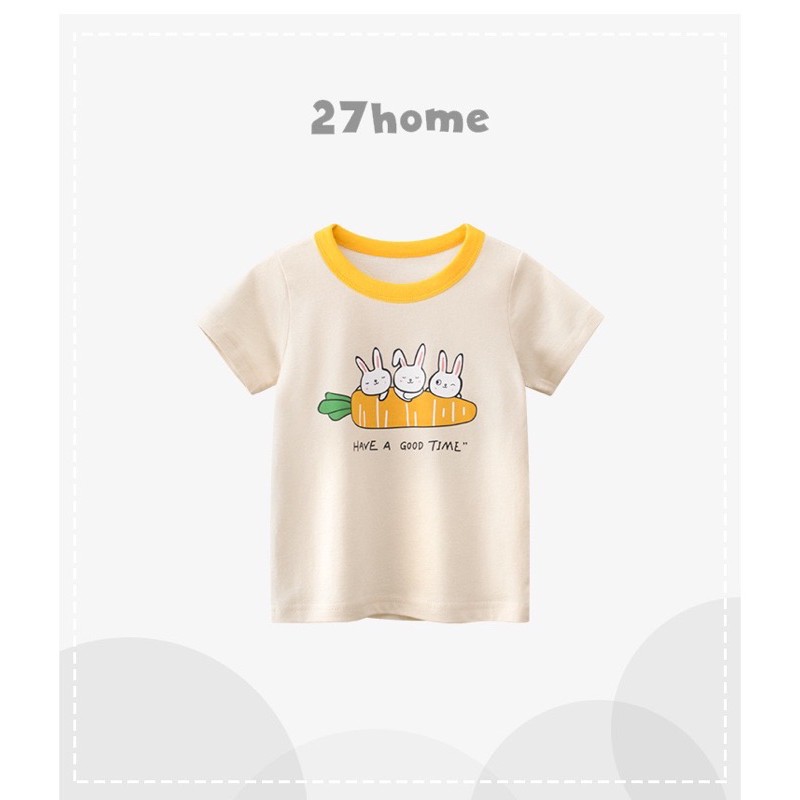 Áo bé gái 27HOME áo thun cho bé họa tiết thỏ con chất cotton hàng xuất Âu Mỹ