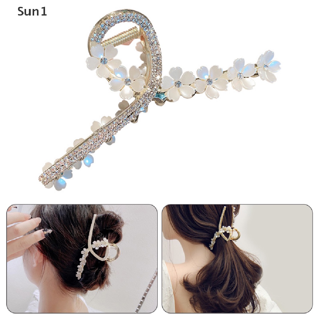 Sun1 &gt; Kẹp Tóc Hình Hoa Đính Ngọc Trai Thủ Công Tinh Khiết Phong Cách Hàn Quốc