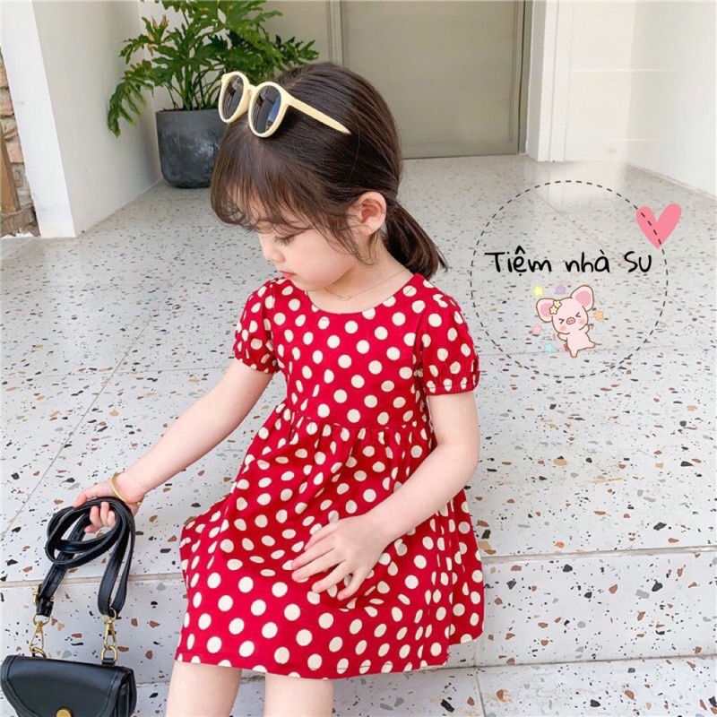 Váy xoè chấm bi cho bé gái phong cách Hàn quốc (08-16kg)