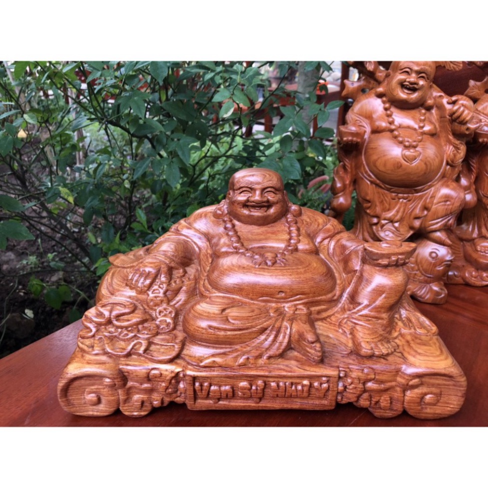 Tượng Phật Di Lặc Gỗ Hương Đỏ - Vạn Sự Như Ý  30x16x16 cm