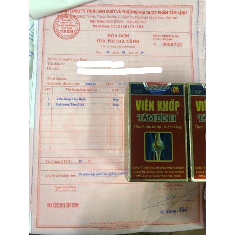 Viên khớp Tâm Bình hỗ trợ thoái hóa khớp viêm khớp đau nhức khớp đau vai gáy tê buồn chân tay đốt sống cổ cột sống lưng