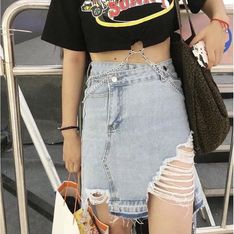Chân váy jean ✅QUẢNG CHÂU✅chân váy denim nữ đẹp kiểu rách hotttend, hàng order taobao sẵn | BigBuy360 - bigbuy360.vn