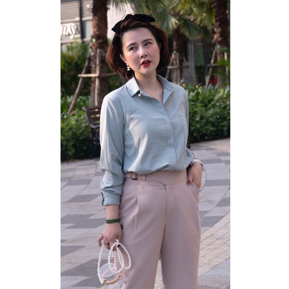 Áo Sơ Mi Công Sở 𝐒𝐈𝐌𝐏𝐋𝐄 Nút Trai, 1 Túi Ốp, Xước Nhật Màu Xanh Mint