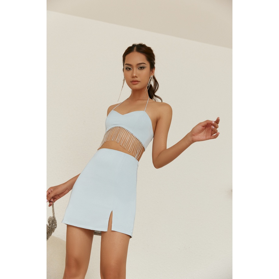 Nene Clothing - Áo croptop đính đá tua rua