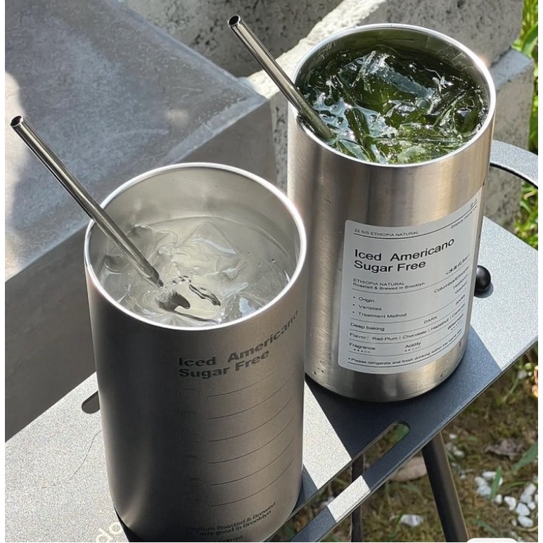 Cốc giữ nhiệt INOX, bình giữ nhiệt bằng thép không gỉ có ống hút uống coffee hiệu suất 6-8 tiếng