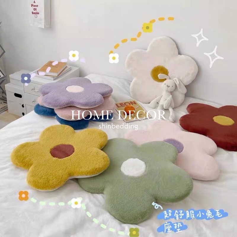 Gối Bông Hoa Decor Theo Phong Cách Hàn Quốc, Nhiều Màu Sắc, Chất Lông Mềm Tiện Dụng_Shinbedding