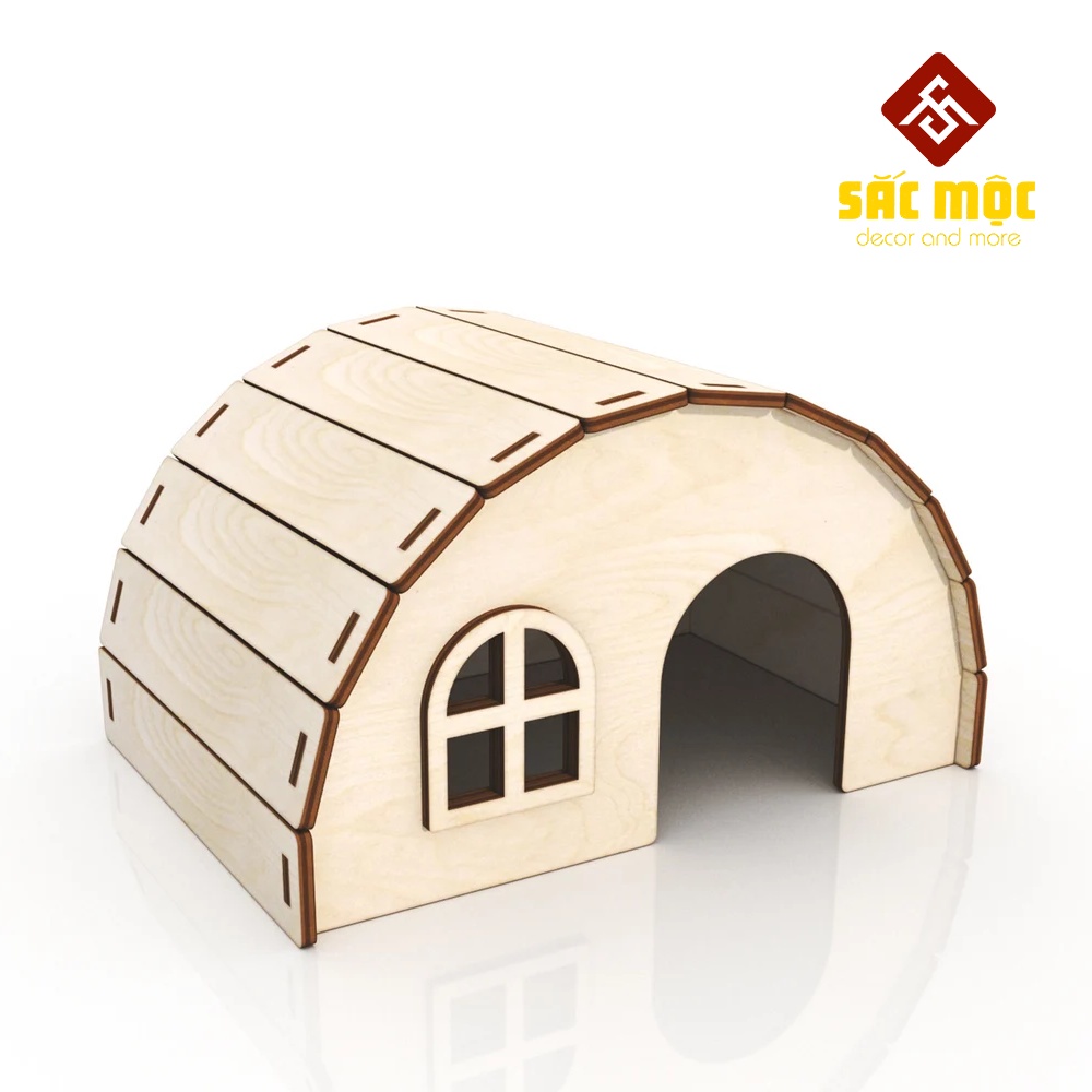 Mô Hình Nhà Mái Vòm #5 Gỗ Lắp Ráp Cho Chuột Hamster Size 17*12*10 cm