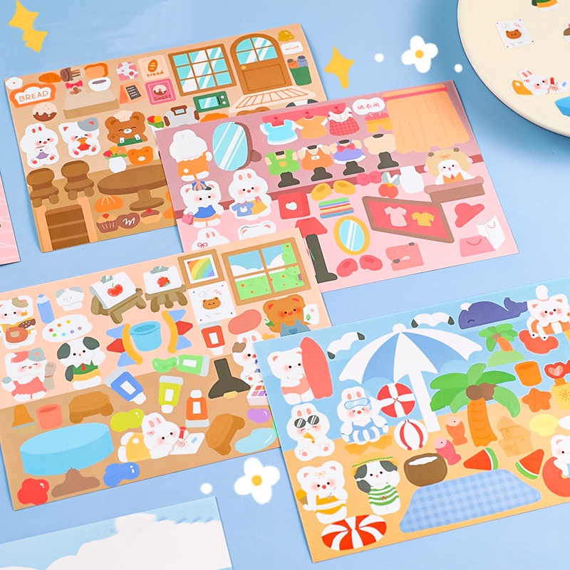 Miếng Dán Trang Trí Họa Tiết Hoạt Hình Goo Kiểu Hàn Quốc Dễ Thương DIY