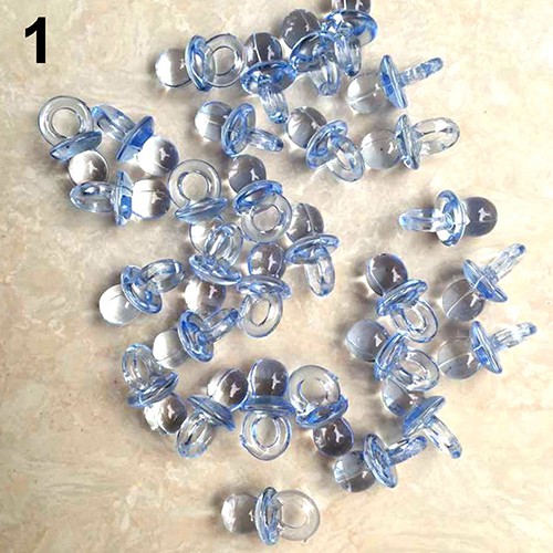 Set 50 Núm Vú Giả Mini Bằng Nhựa Trong Suốt Dùng Để Trang Trí Tiệc Mừng Em Bé