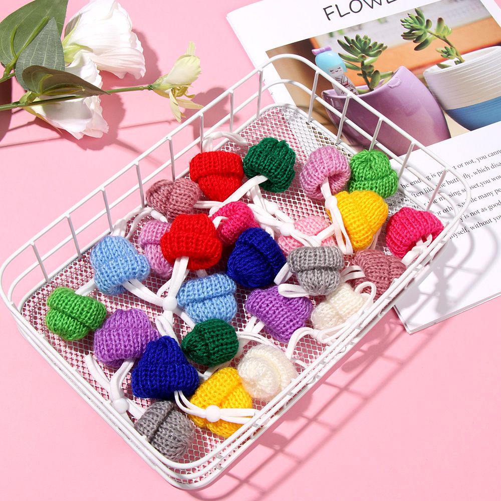 Set 2 mũ len màu trơn thời trang giữ ấm cho thú cưng tùy chọn màu sắc