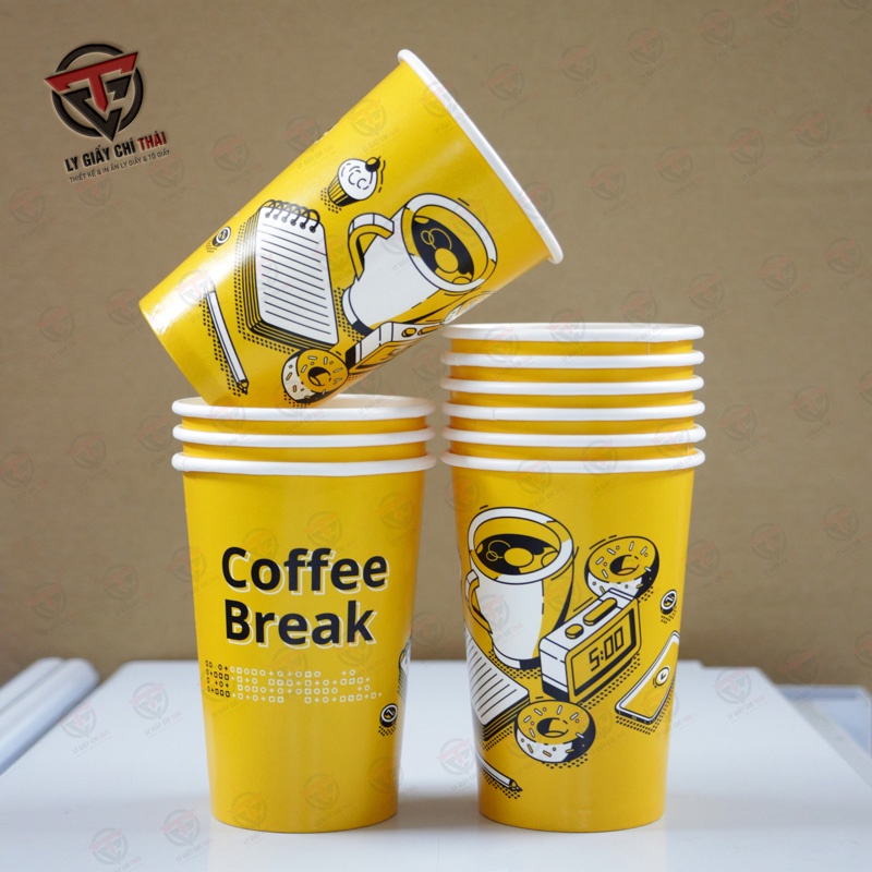 SET 50c Ly Giấy, Cốc Giấy 16oz 450ml, Ly in sẵn cực đẹp, cute dành cho quán cafe, trà sữa.