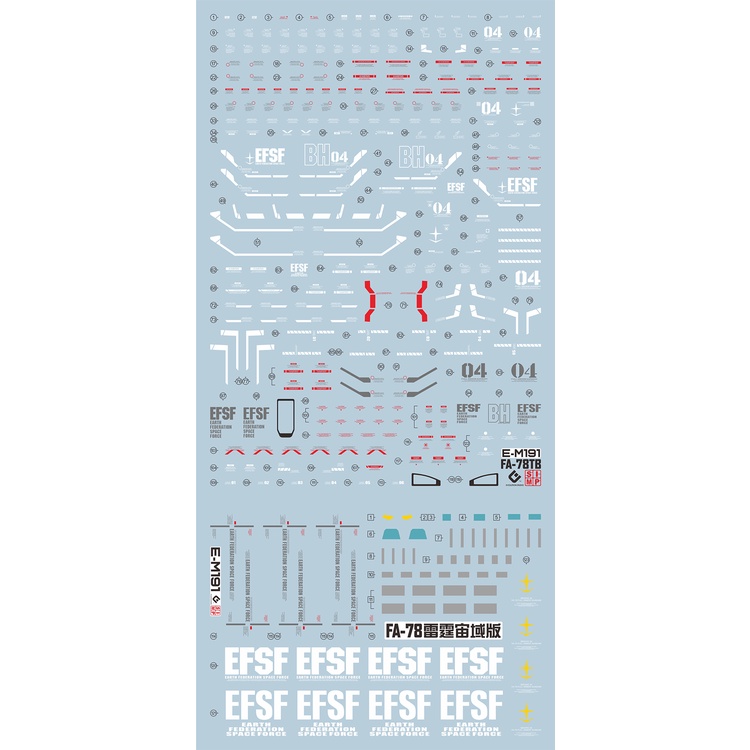 Decal nước dán mô hình MG Thunderbolt 1/100 FA-78 Full Armor - Water sticker