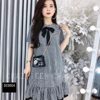 Đầm đuôi cá caro phối nơ