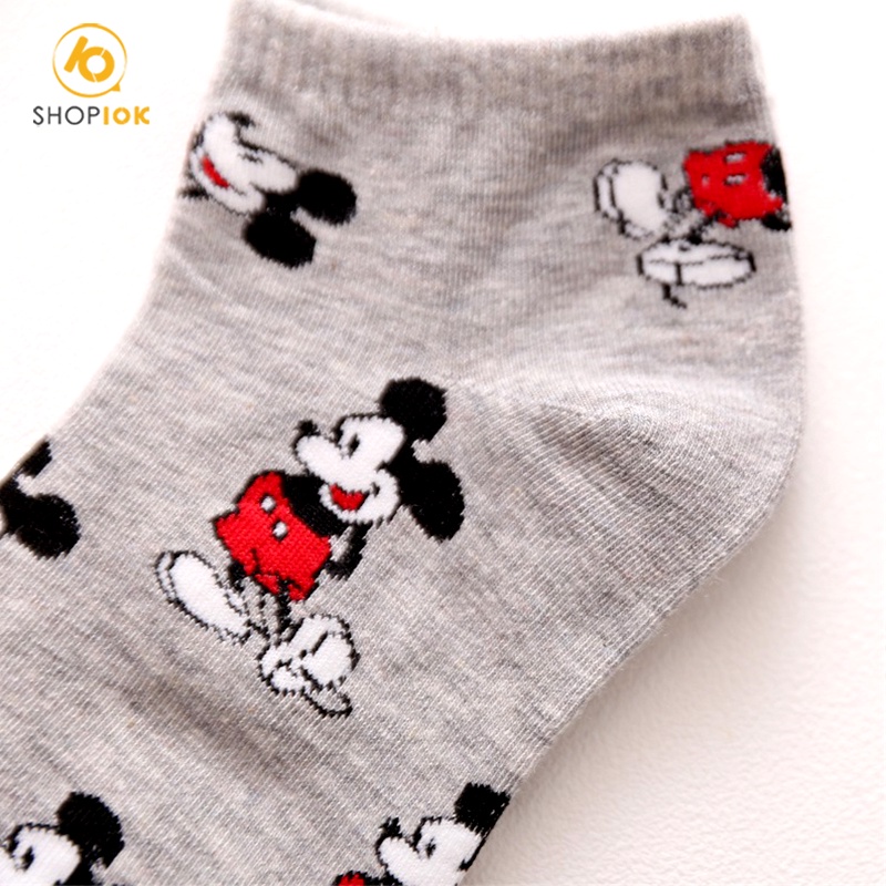 Vớ tất nam nữ hình Mickey cổ thấp phong cách Hàn Quốc năng động trẻ trung, hàng dầy dặn, êm chân