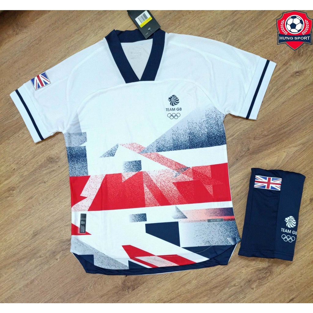 Áo Bóng Đá Đội Tuyển Olympic Vương Quốc Anh,Chuẩn Mẫu Thi Đấu Quốc Tế,Vải Poly Thái Gai Lưới