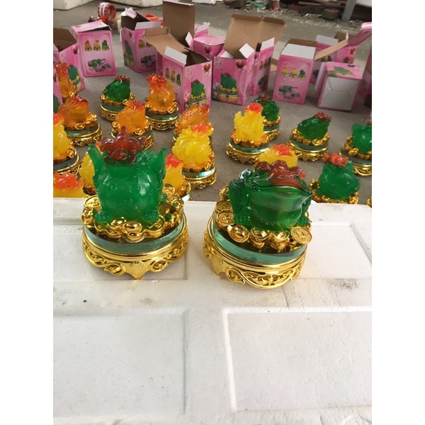 Combo cóc và ty hưu vàng lưu ly (Đế kính xoay đc)