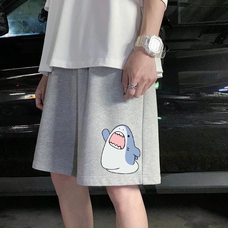 [RẺ VÔ ĐỊCH] Quần Short Thể Thao Dây Rút In Hình Cá Mập Hoạt Hình 3 Màu Dành Cho Nam Size M-5XL Quần short thể thao ống rộng mỏng thời trang mùa hè dành cho nam nữ