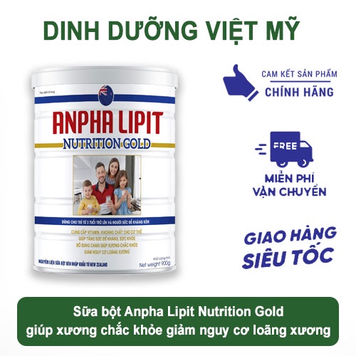 Sữa bột Anpha Lipit Nutrition Gold giúp xương chắc khỏe giảm nguy cơ loãng xương 900 gam