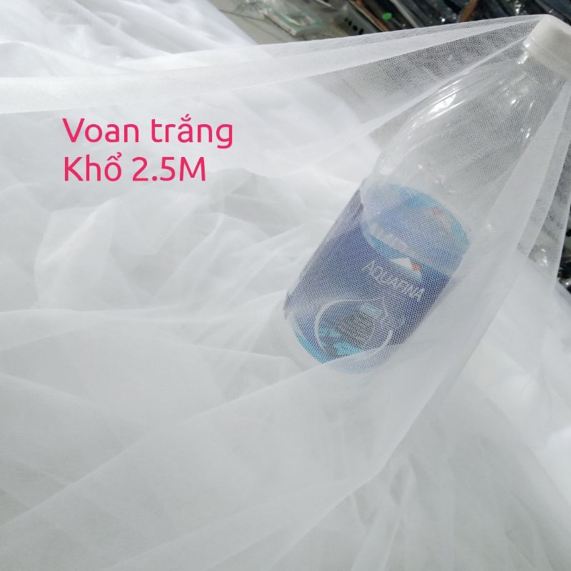 Vải Voan Lưới Trắng Khổ Rộng 2.5M May Đầm Áo Cưới