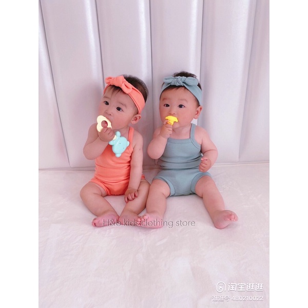 Set bộ 2 dây cotton mát cao cấp quần chíp rời kèm tu ban siêu xinh bé gái 5-15kg