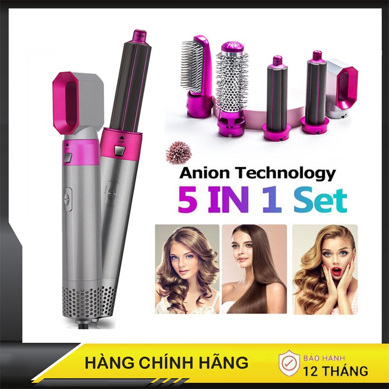 Lược sấy tóc xoay 360 độ, Máy sấy uốn tóc 5 in 1 tạo kiểu dễ dàng chuyên nghiệp nhanh chóng