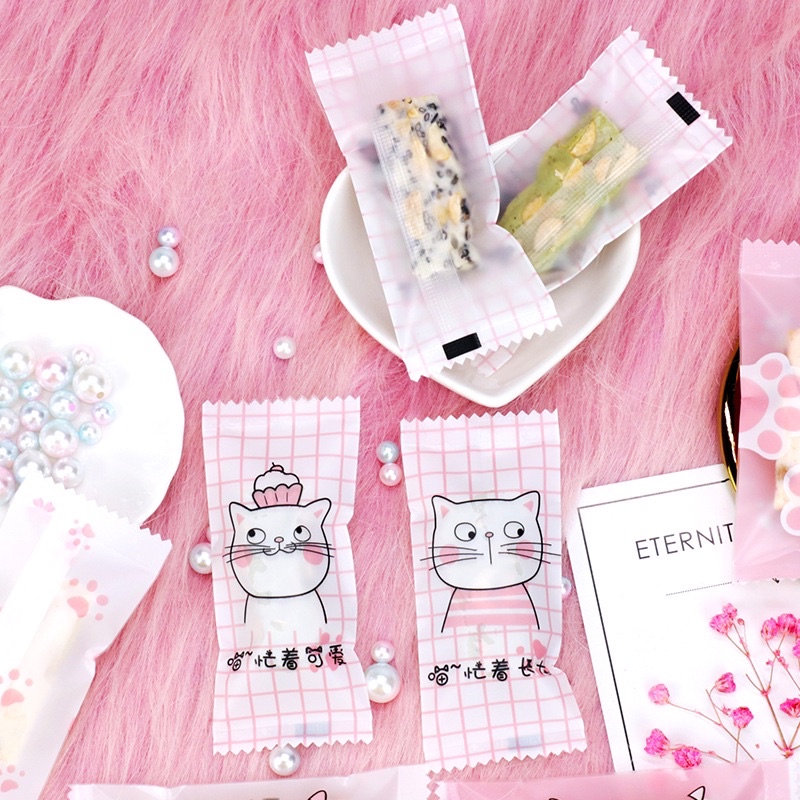 set 100 vỏ túi kẹo mèo caro 4x9cm