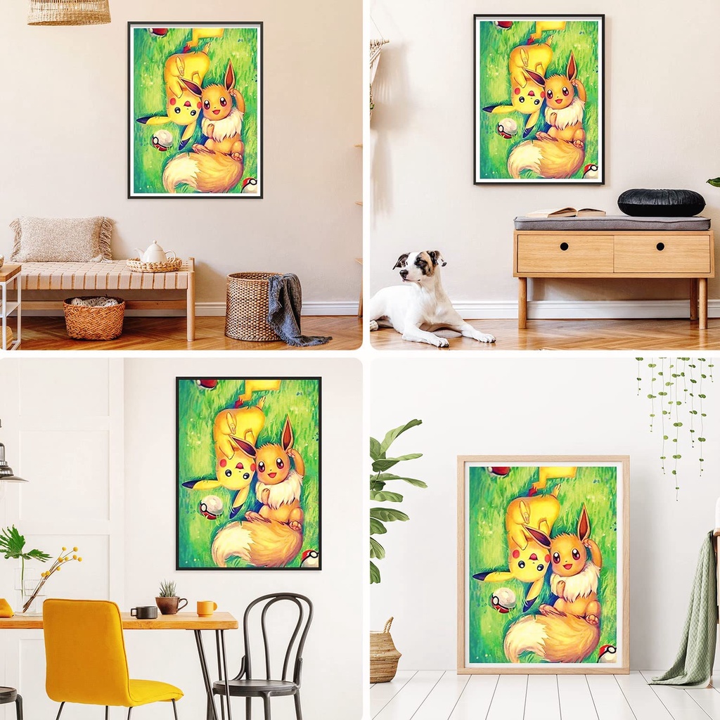 Bộ Tranh Đính Đá 5D Toàn Diện Họa Tiết Pikachu / Vuông Độc Đáo DIY Dùng Trang Trí Nhà Cửa