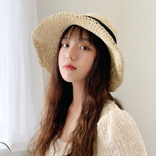 Mũ Cói Vành Cụp Nơ Đen Cho Mẹ & Bé