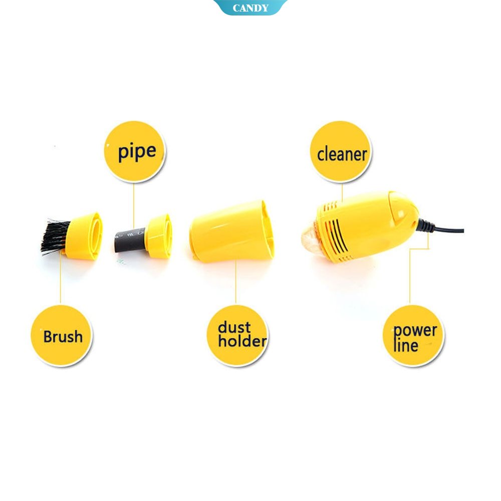 Máy hút bụi mini có cọ quét dùng vệ sinh máy tính bàn phím phòng làm việc và xe hơi