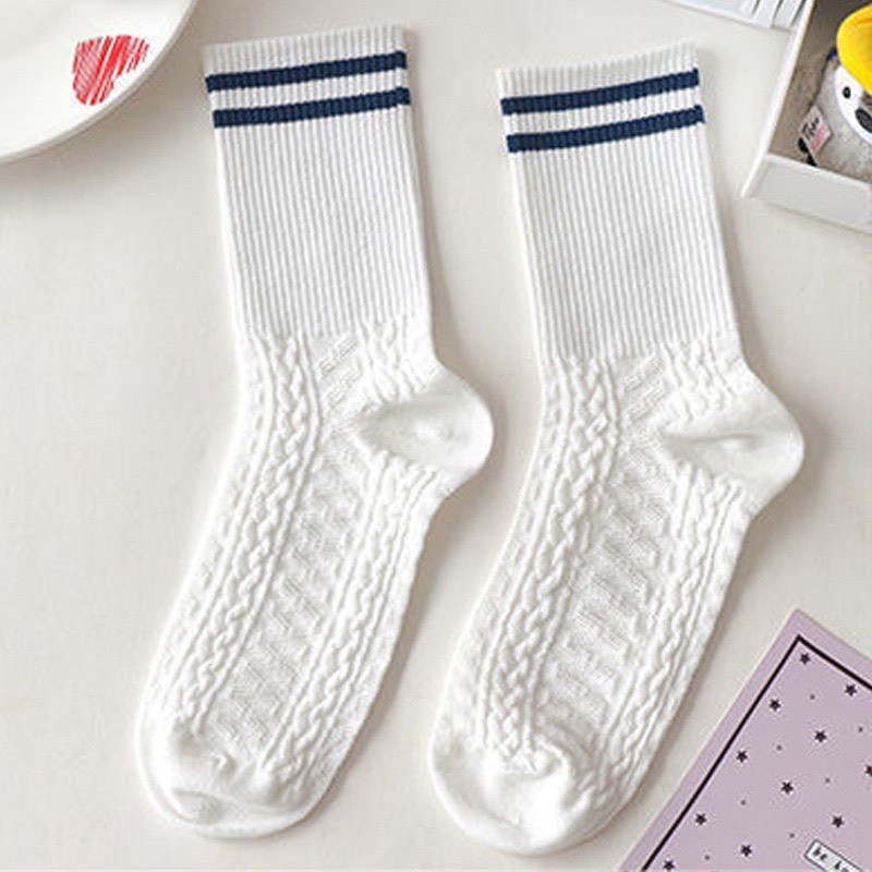 Tất Vớ Nữ Cổ Cao Họa Tiết Gấu / Kẻ Sọc Xanh Phong Cách Ulzzang Hàn Quốc - Subo Shop