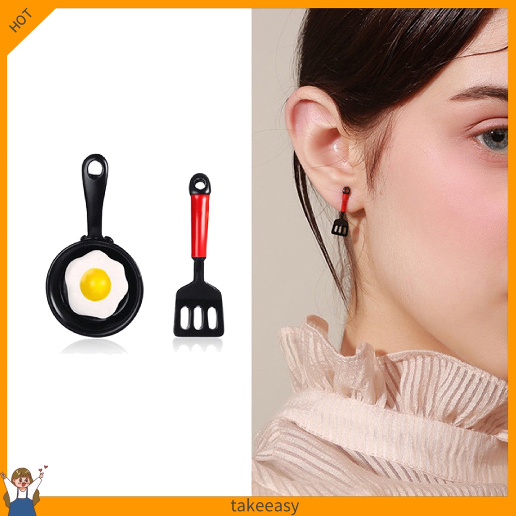 Bông Tai Hình Chảo Chiên Trứng Vui Nhộn Dành Cho Nữ
