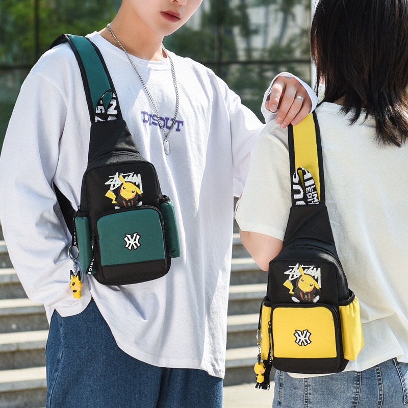 Túi Đeo Chéo Ngực Vải canvas In Hình Pikachu one 2022 Phong Cách Thể Thao Trẻ Trung Dành Cho Nam Nữ