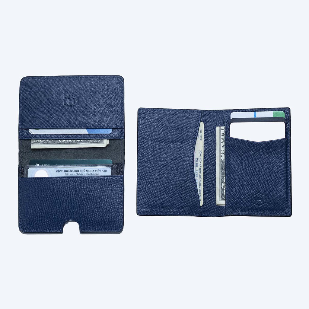 Couple Ví Harp &amp; Gapple Handcrafted Wallet Navy HAVIAS