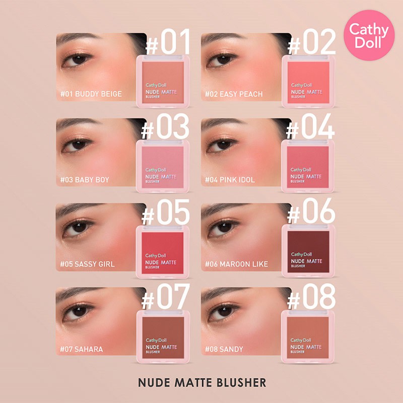 Phấn má hồng Cathy Doll Nude Matte Blusher 6g