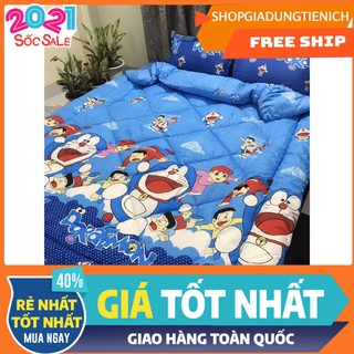 Bộ chăn phao ga gối poly hàn mẫu doremon nobita