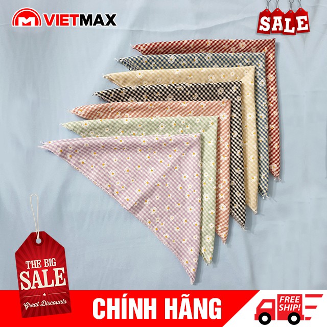 Khăn Turban Bandana Vải Kẻ Caro Hoa Cúc Nữ Tính Phong Cách Hàn Quốc