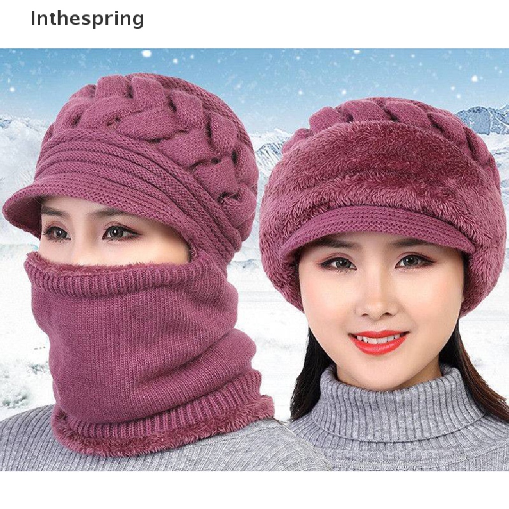 Mũ beanie dày dặn kèm khăn choàng cổ thời trang mùa đông