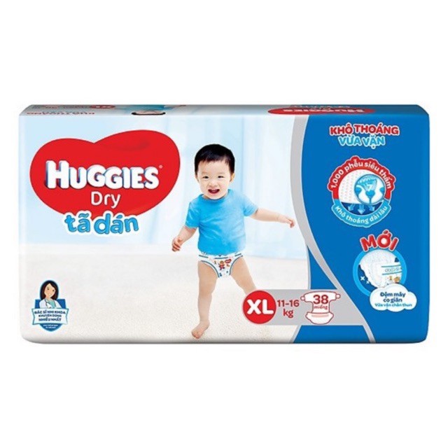 Tã dán HUGGIES DRY M48/L42/XL38/XXL34 - HSD luôn mới