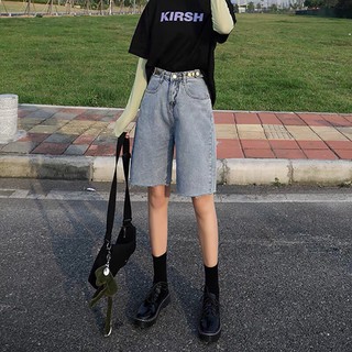 Quần Jeans Ngố Nữ Đai Nút