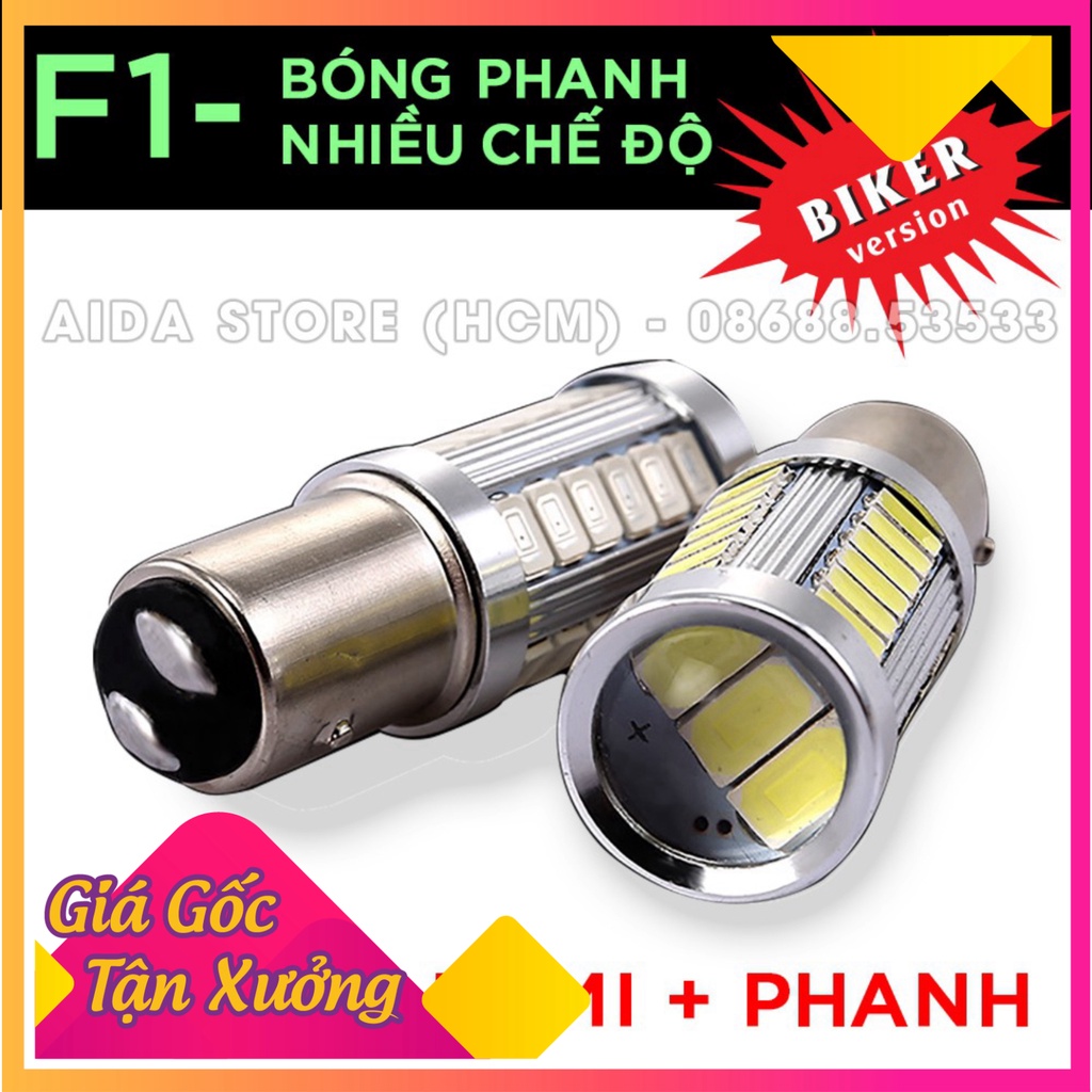 🥇 01 bóng LED phanh stop chớp F1 nhiều chế độ 2 tim- 1157 BAY15D cho Winner, Raider, Wave 🥇 (Ảnh Sp thật)