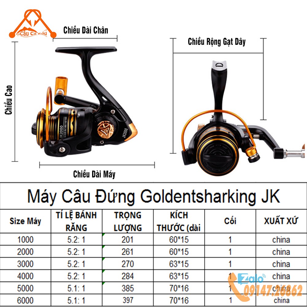 Máy Câu Đứng Goldent sharking JK - Máy Câu Xịn Siêu Bền | Caucaedu