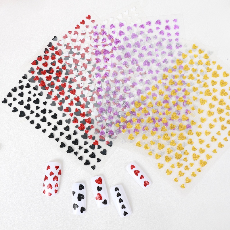 Miếng Dán Trang Trí Móng Tay 3D DIY Hình Trái Tim Nhiều Màu