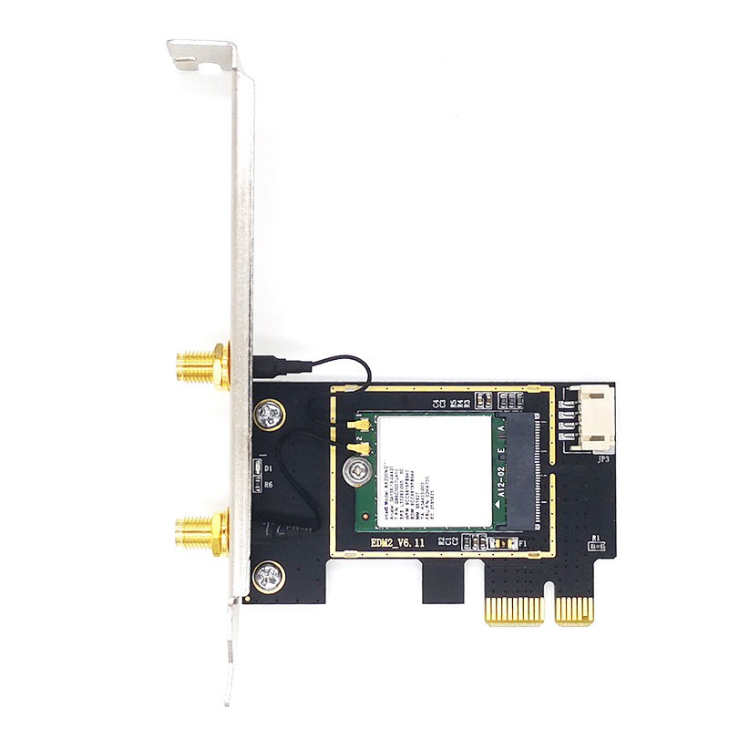 NGFF M2 Wireless Card to PCI-E Pcie with 2 AC Antenna for Intel AX200